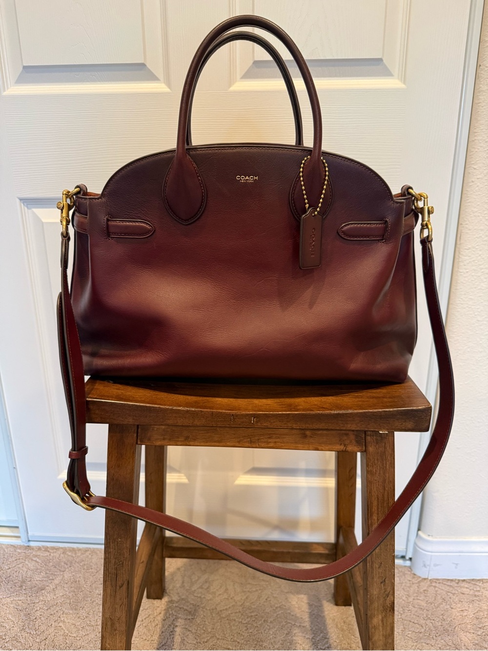 Coach Empire 40 Merlot (burgundy with burnishing)